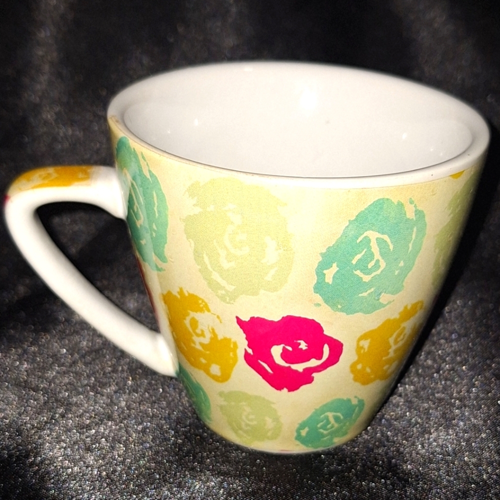 Floral Tea Cup~Rocket Farms Inc~2 Oz~Pop Art~Art Deco~Roses~Latte~Espresso